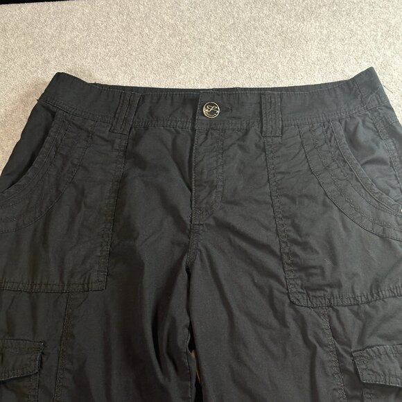 Style & Co Black Cargo Pants Size 8 Roll Tab Utility Pockets Stretch Grunge - Picture 9 of 16